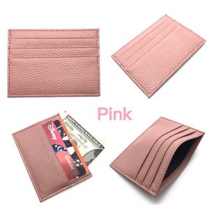 IXYVIA Leather Wallet Slim Card Hold- Pink